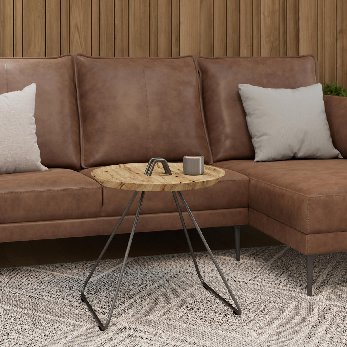 BEISTELLTISCH in Holz 55,6/51,2/50 cm  - Wildeiche/Anthrazit, Design, Holz/Metall (55,6/51,2/50cm) - Voglauer