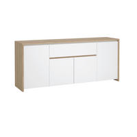 SIDEBOARD  in 197/84/48 cm  - Weiß Hochglanz/Eichefarben, KONVENTIONELL, Holzwerkstoff (197/84/48cm) - Boxxx