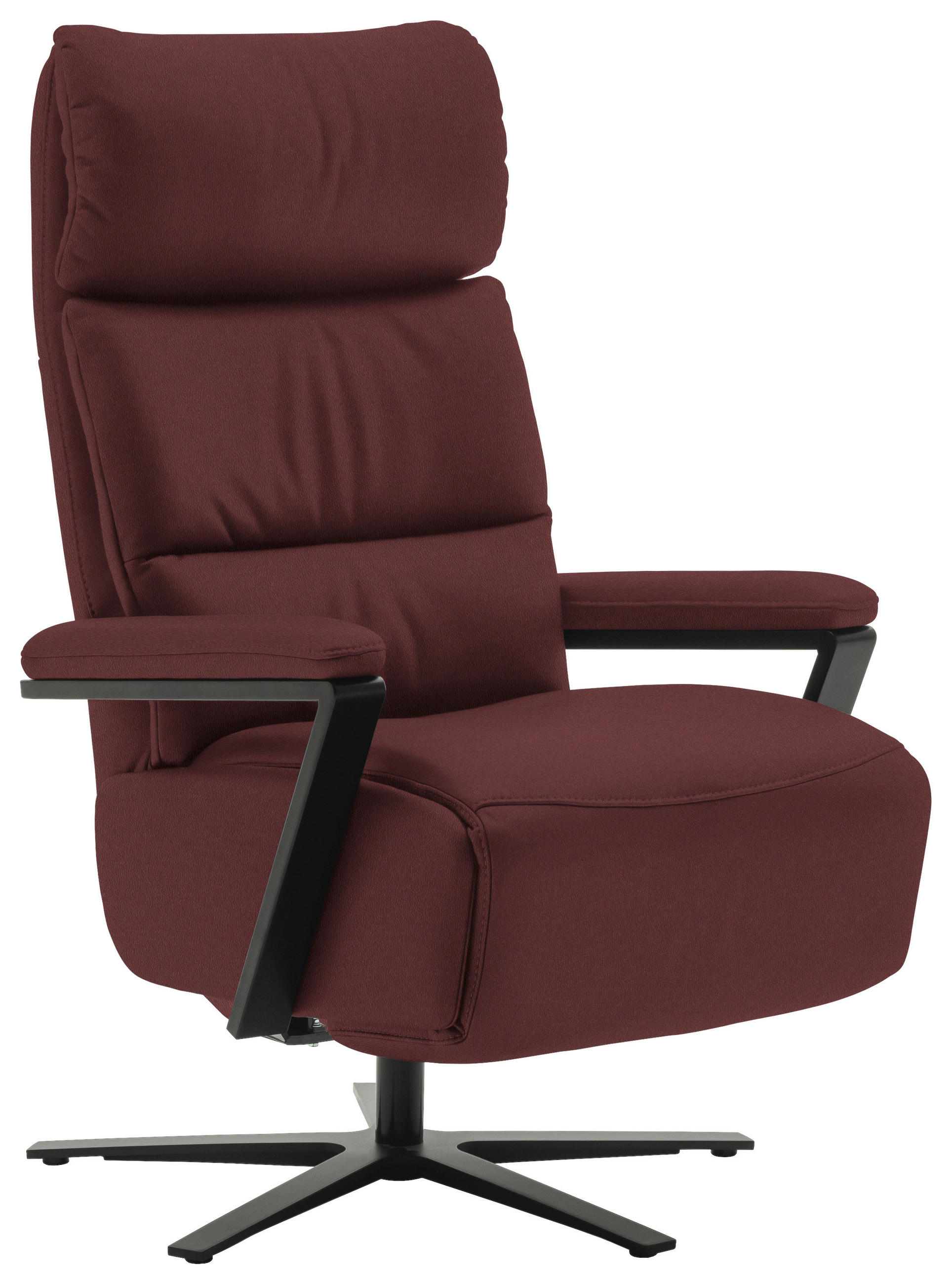 FERNSEHSESSEL Echtleder Bordeaux  - Bordeaux/Schwarz, Design, Leder/Metall (74/111/85cm) - Schöner Wohnen