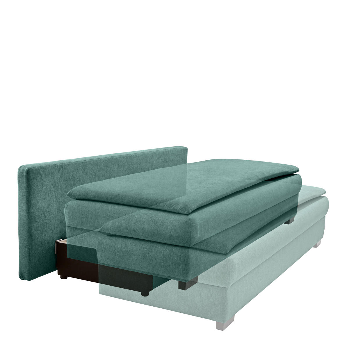 SCHLAFSOFA Webstoff Türkis  - Türkis/Schwarz, KONVENTIONELL, Kunststoff/Textil (207/94/90cm) - Carryhome