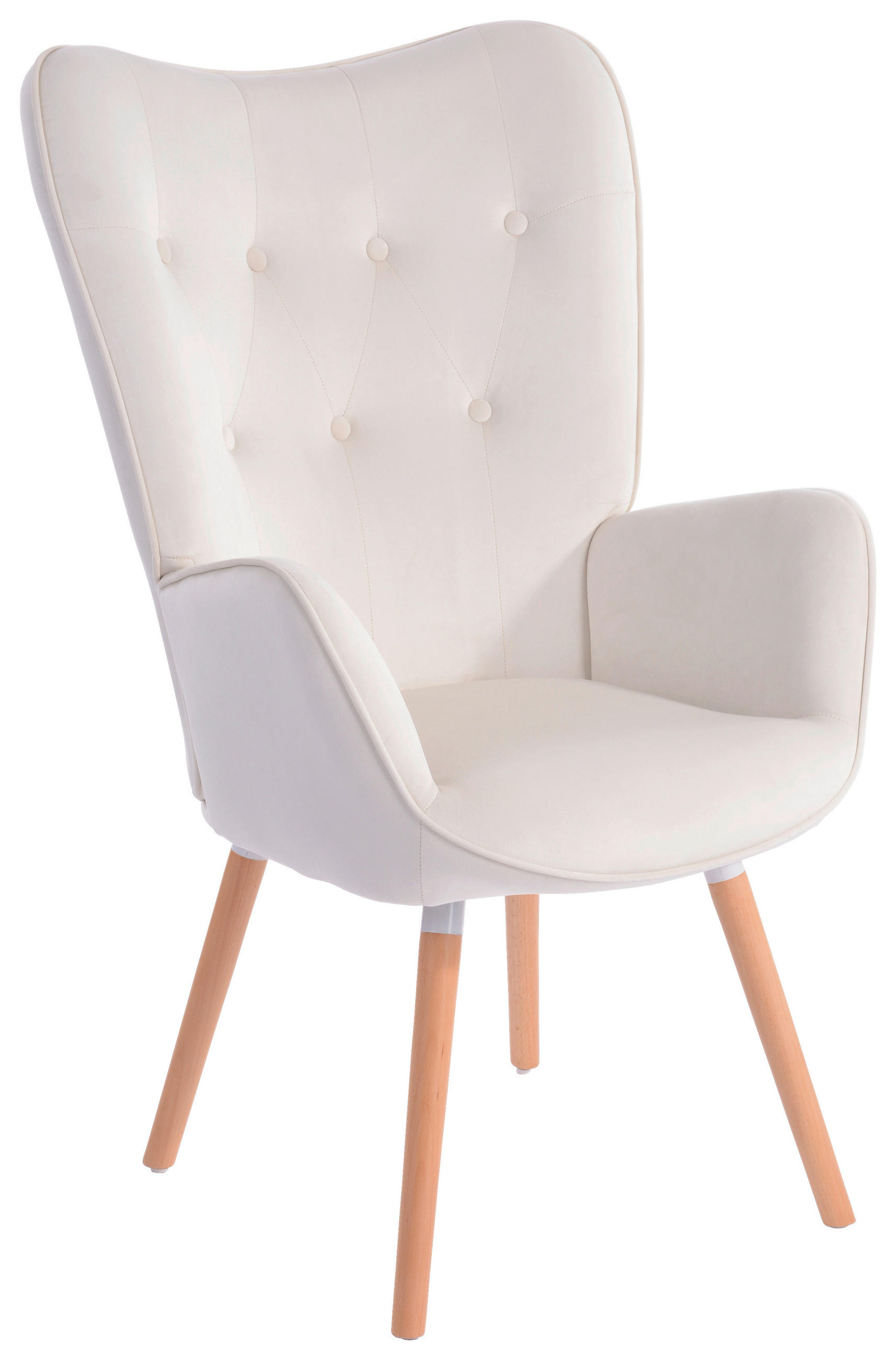 SESSEL Samt Creme, Naturfarben    - Creme/Naturfarben, Design, Holz/Textil (66/109/71cm) - Ti'me