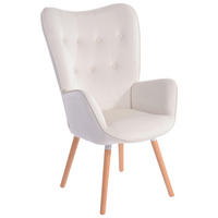 SESSEL Samt Creme, Naturfarben    - Creme/Naturfarben, Design, Holz/Textil (66/109/71cm) - Ti'me