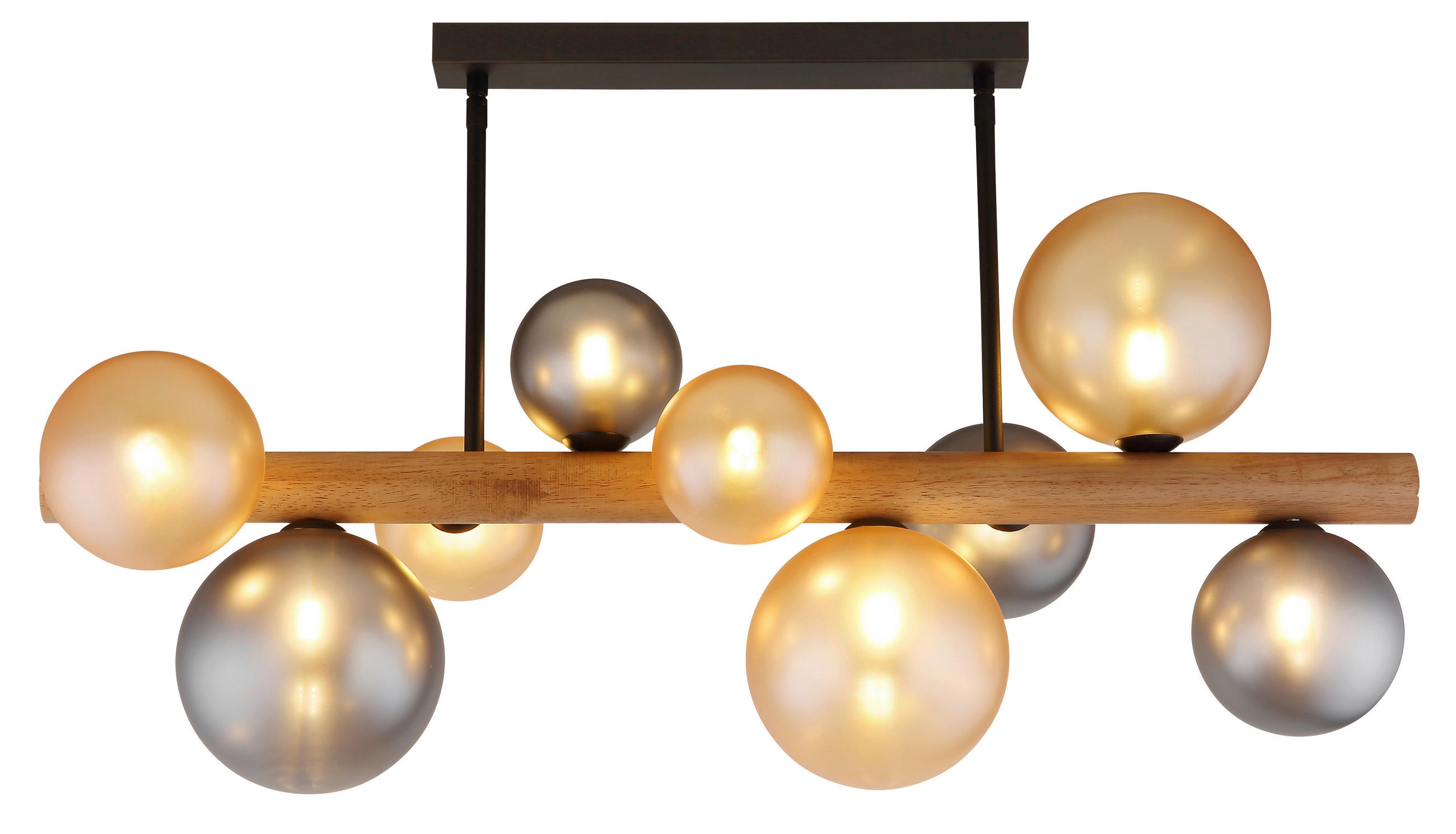 DECKENLEUCHTE    78/29/45 cm  - Dunkelbraun/Schwarz, Basics, Glas/Holz (78/29/45cm) - Globo