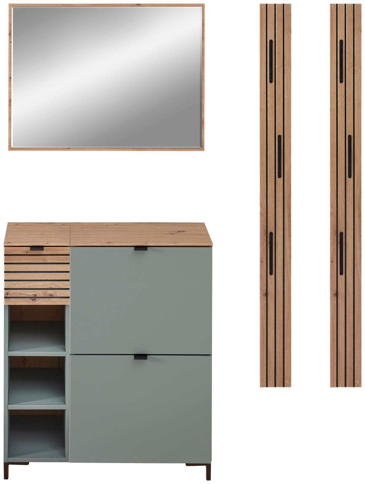 GARDEROBE 5-teilig  in 140/188/37 cm  - Salbeigrün/Eiche Artisan, Design, Holzwerkstoff (140/188/37cm) - Voleo