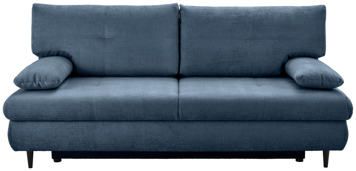 SCHLAFSOFA in Chenille Blau  - Blau/Schwarz, Konventionell, Holz/Textil (212/97/105cm) - MID.YOU