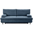 SCHLAFSOFA  mit Liegefunktion, Rücken echt Chenille Blau  - Blau/Schwarz, KONVENTIONELL, Holz/Textil (212/97/105cm) - Carryhome