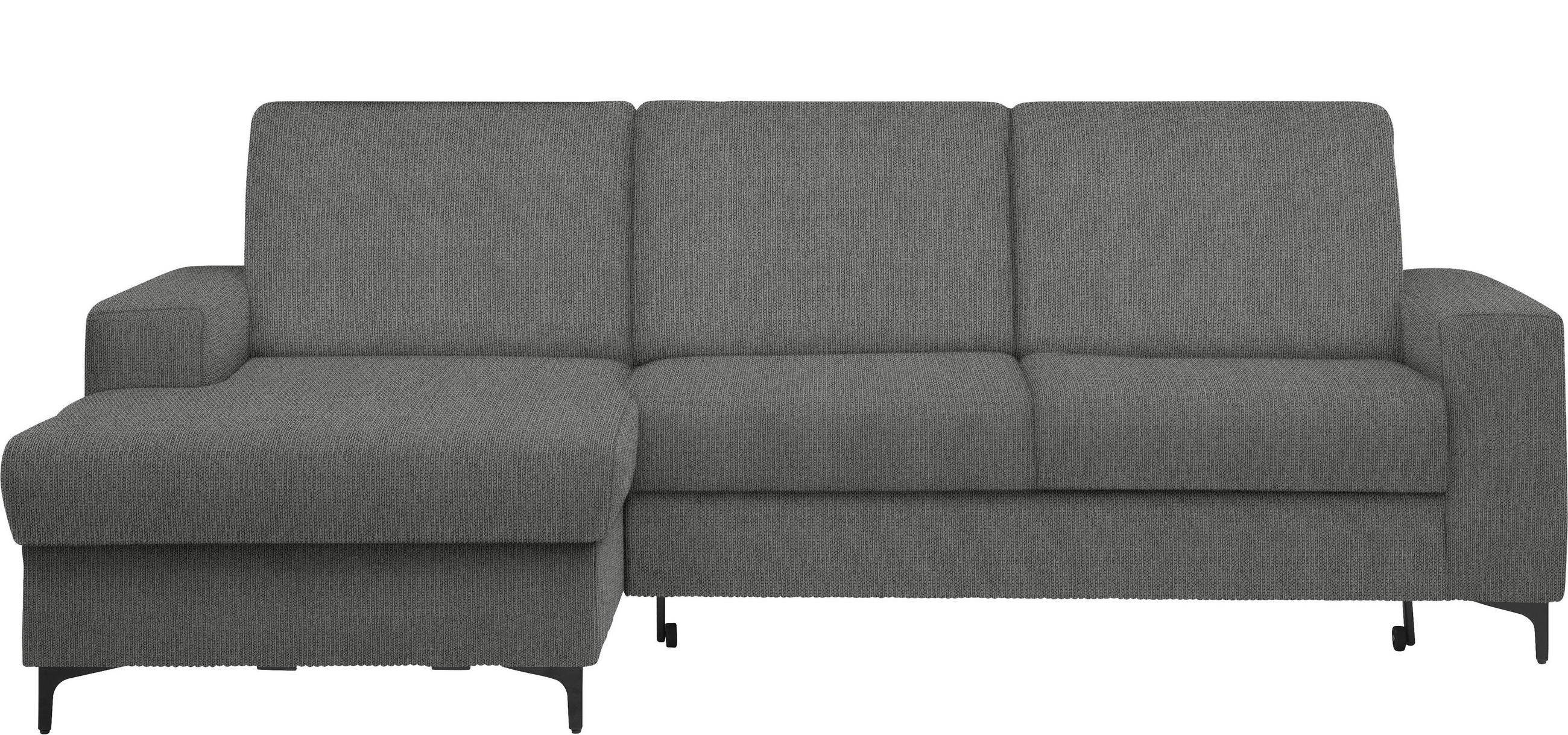 ECKSOFA in Webstoff Braun, Graubraun  - Graubraun/Schwarz, KONVENTIONELL, Textil/Metall (167/247cm) - Stylife