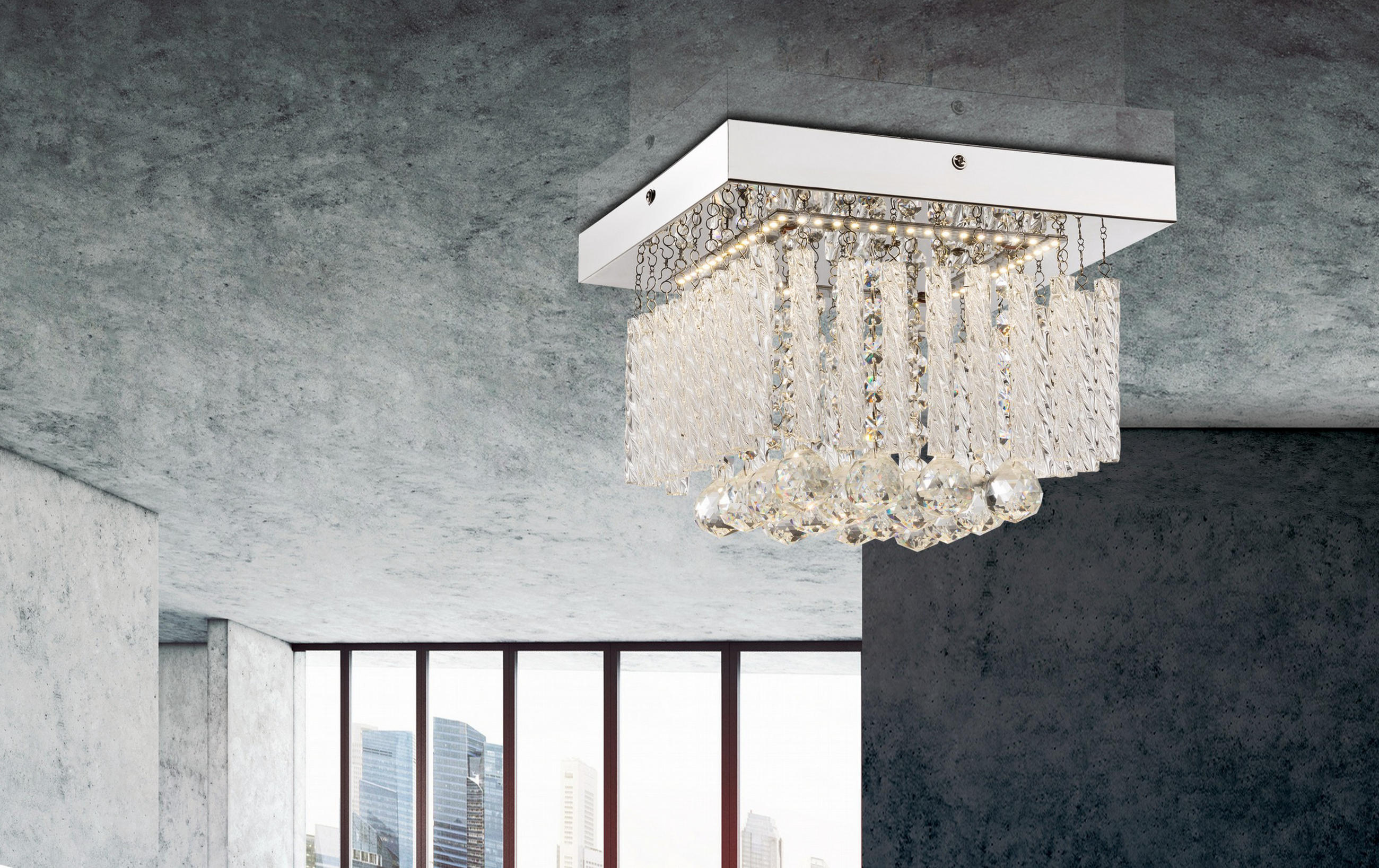 LED-DECKENLEUCHTE 25/25/15 cm   - Design, Glas/Metall (25/25/15cm) - Globo