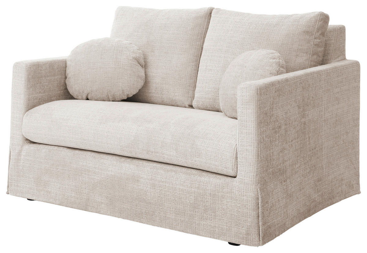 2-SITZER-SOFA PAPHOS in Chenille Creme  - Creme/Schwarz, Design, Kunststoff/Textil (140/89/95cm) - P & B