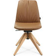 STUHL  in Echtleder pigmentiert Holz, Leder  - Eichefarben/Cognac, Design, Leder/Holz (46/82,5-85,25/55cm) - Johann Jakob