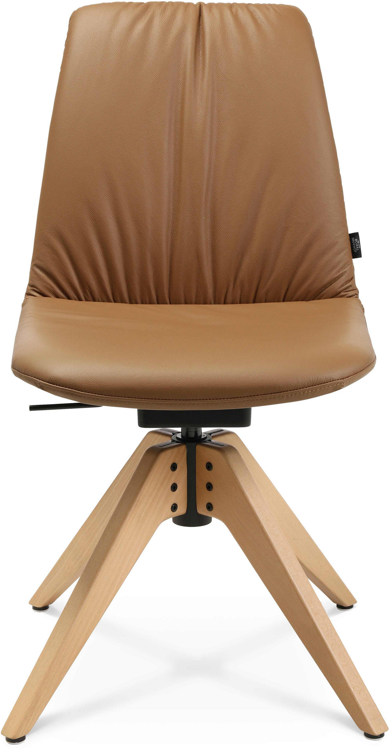 STUHL Echtleder Eichefarben, Cognac Buche Hartholz  - Eichefarben/Cognac, Design, Leder/Holz (46/82,5-85,25/55cm) - Johann Jakob