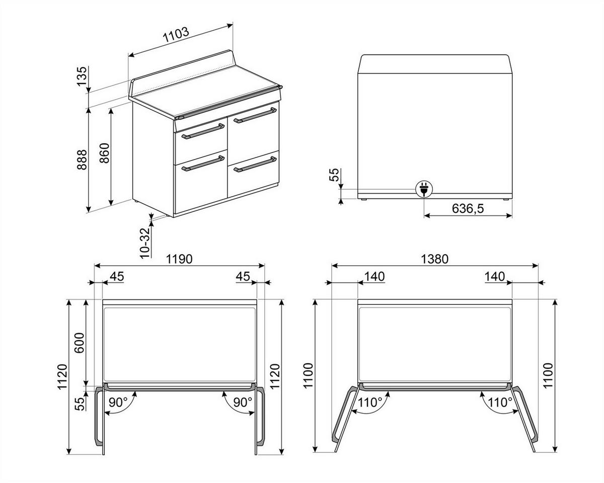 HERD TR4110IGR2  - Schieferfarben/Grau, Basics, Glas/Metall (110/90/60cm) - SMEG