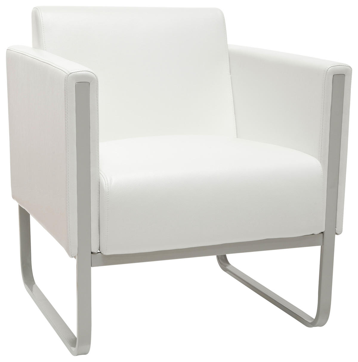 SESSEL Lederlook Weiß, Hellgrau    - Hellgrau/Weiß, MODERN, Textil/Metall (67/78/71cm) - MID.YOU