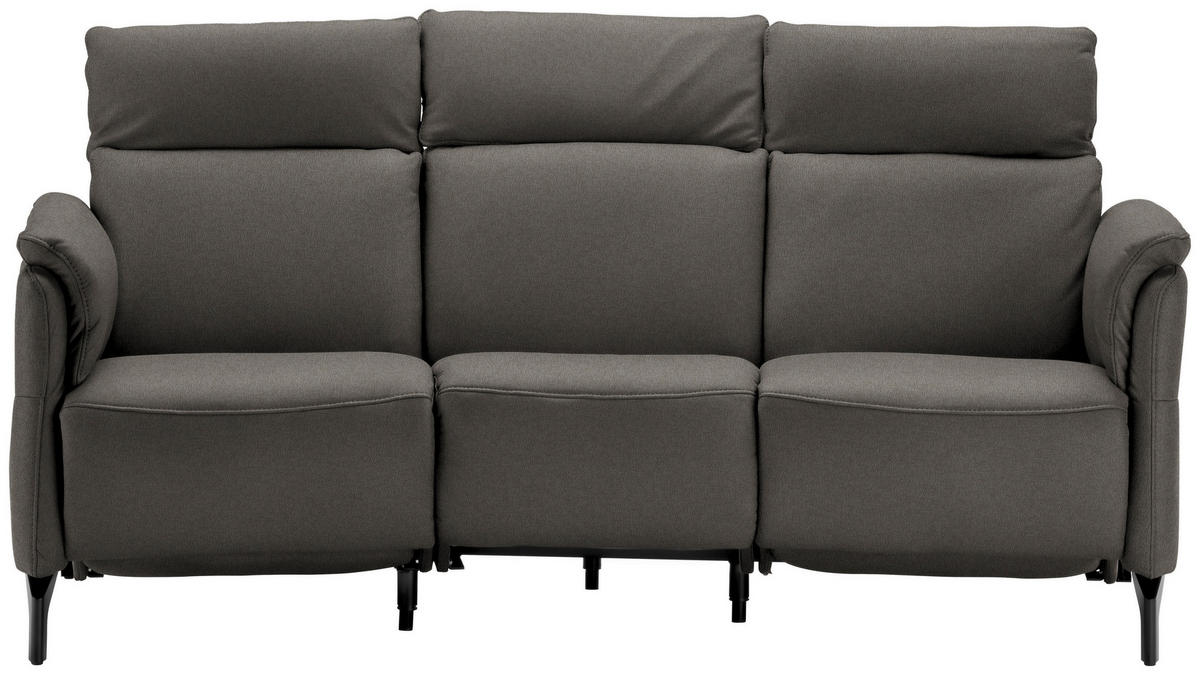 TRAPEZSOFA in Mikrofaser Schieferfarben  - Schieferfarben/Schwarz, Konventionell, Textil/Metall (221/103/95cm) - Dieter Knoll