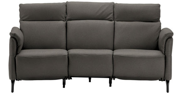 TRAPEZSOFA in Mikrofaser Schieferfarben  - Schieferfarben/Schwarz, KONVENTIONELL, Textil/Metall (221/103/95cm) - Dieter Knoll