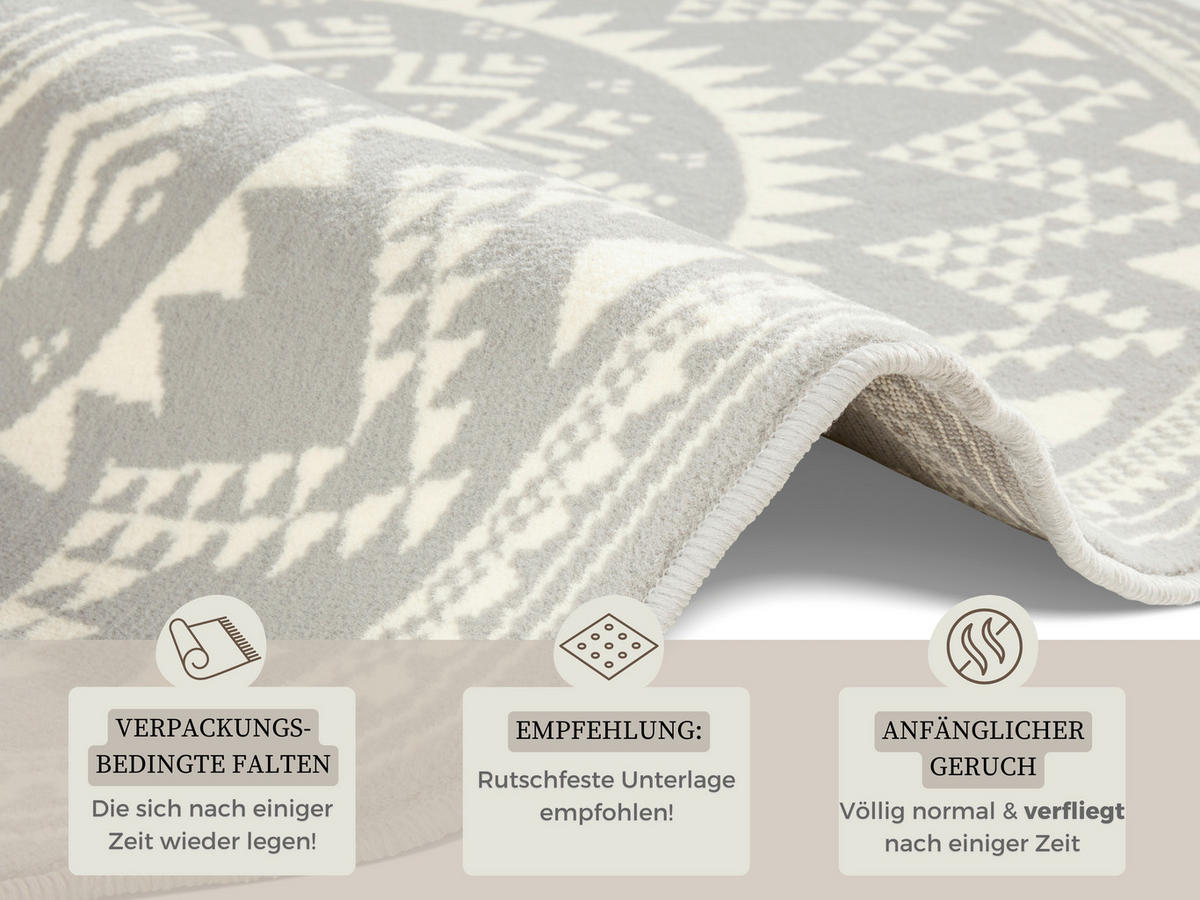 FLACHWEBETEPPICH 140 cm Celebration Hellgrau, Weiß  - Hellgrau/Weiß, Design, Kunststoff/Textil (140cm) - Hanse Home