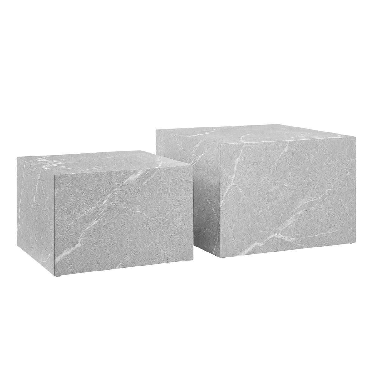 COUCHTISCHSET 58-50/58-50/40-33 cm quadratisch Grau  - Grau, Design, Holzwerkstoff (58-50/58-50/40-33cm) - Livetastic