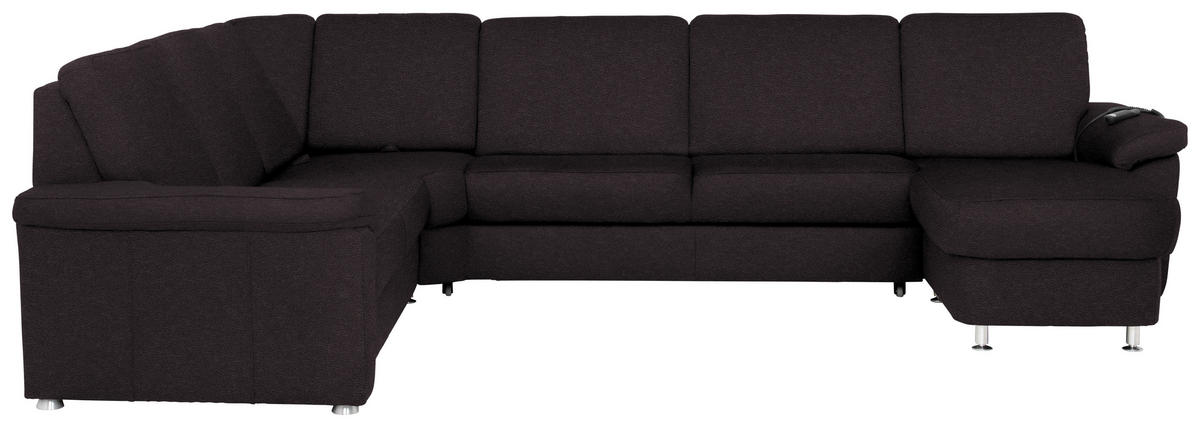 WOHNLANDSCHAFT in Flachgewebe Anthrazit  - Chromfarben/Anthrazit, KONVENTIONELL, Textil/Metall (240/336/163cm) - Beldomo System