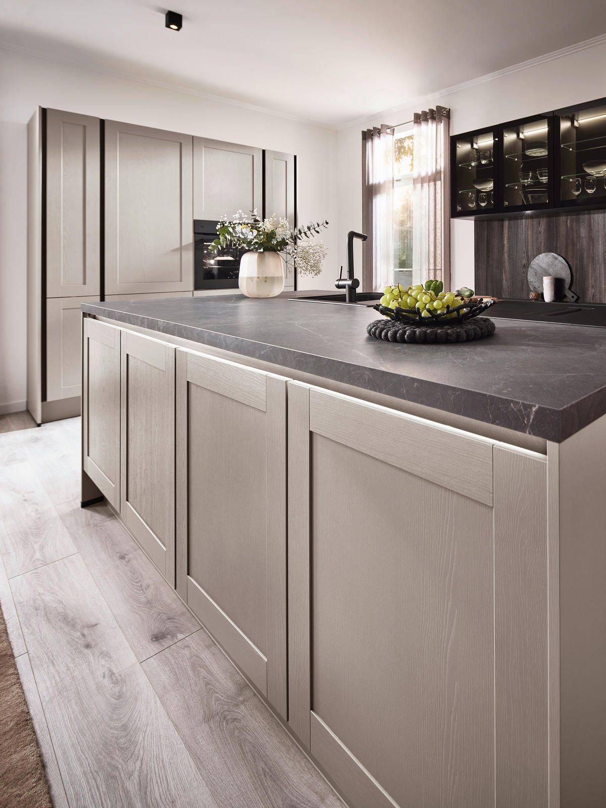 EINBAUKÜCHE   - Eichefarben/Grau, Design, Holzwerkstoff - Xora