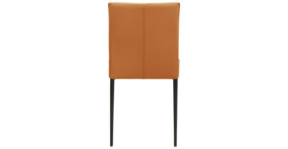 STUHL Echtleder Orange  - Schwarz/Orange, Design, Leder/Metall (46/87/58cm) - Johann Jakob