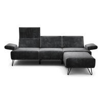 3-SITZER-SOFA Samt Anthrazit  - Anthrazit/Schwarz, Design, Textil/Metall (234-264/85/86-94cm) - SENSOO