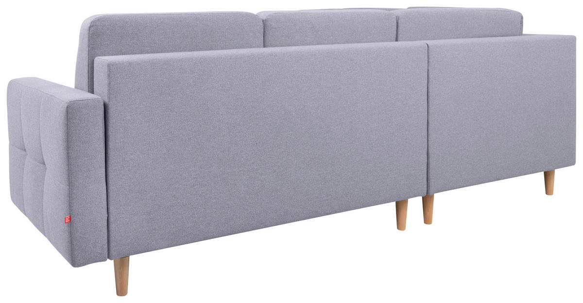 ECKSOFA in Flachgewebe Hellgrau  - Eiche Wotan/Hellgrau, Konventionell, Holz/Textil (242/242cm) - MID.YOU