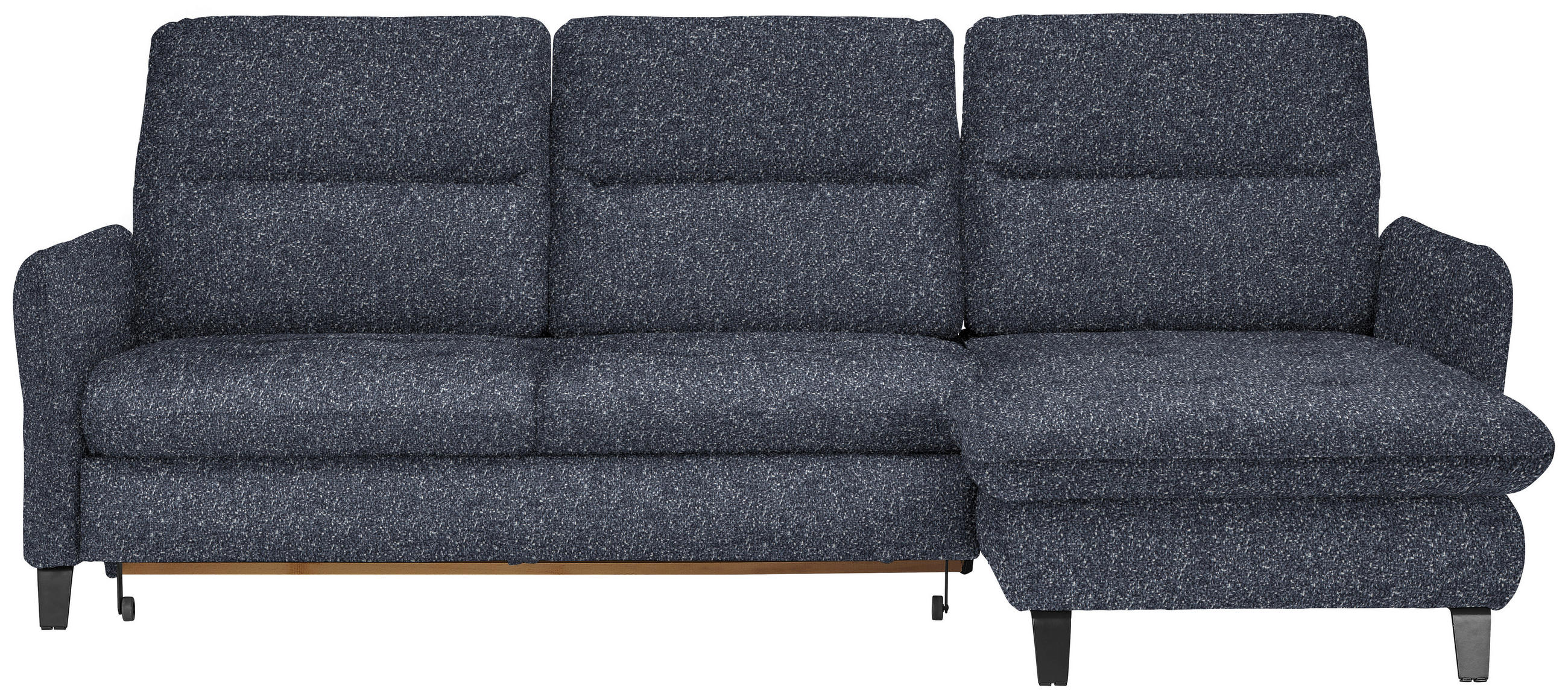 ECKSOFA Dunkelblau Plüsch  - Schwarz/Dunkelblau, KONVENTIONELL, Textil/Metall (254/190cm) - Livetastic