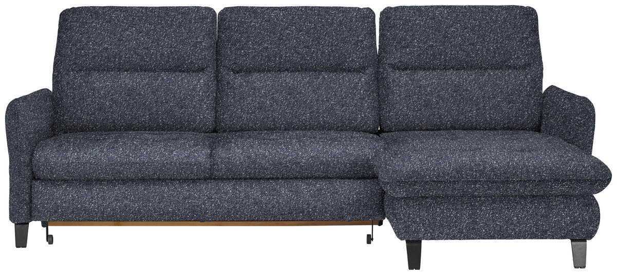 ECKSOFA Dunkelblau Plüsch  - Schwarz/Dunkelblau, KONVENTIONELL, Textil/Metall (254/190cm) - Livetastic