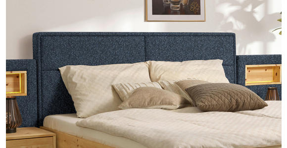 BETT 180/200 cm in Zirbelkieferfarben, Dunkelblau - Zirbelkieferfarben/Dunkelblau, Natur, Holz/Textil (180/200cm) - Valnatura