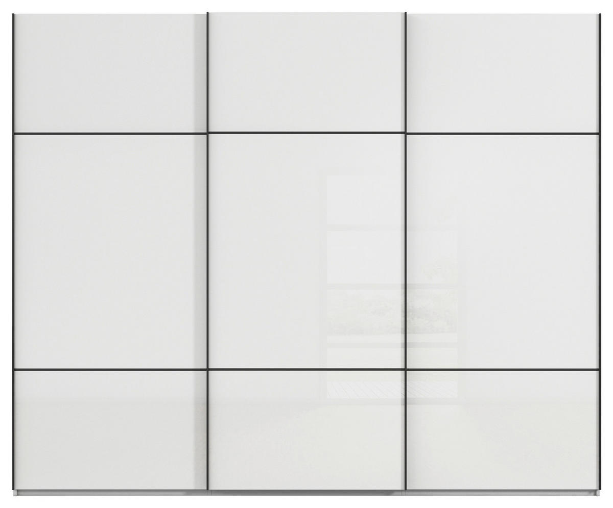 SCHWEBETÜRENSCHRANK  in Grau, Weiß  - Schwarz/Weiß, KONVENTIONELL, Glas/Holzwerkstoff (242/223/68cm) - Novel