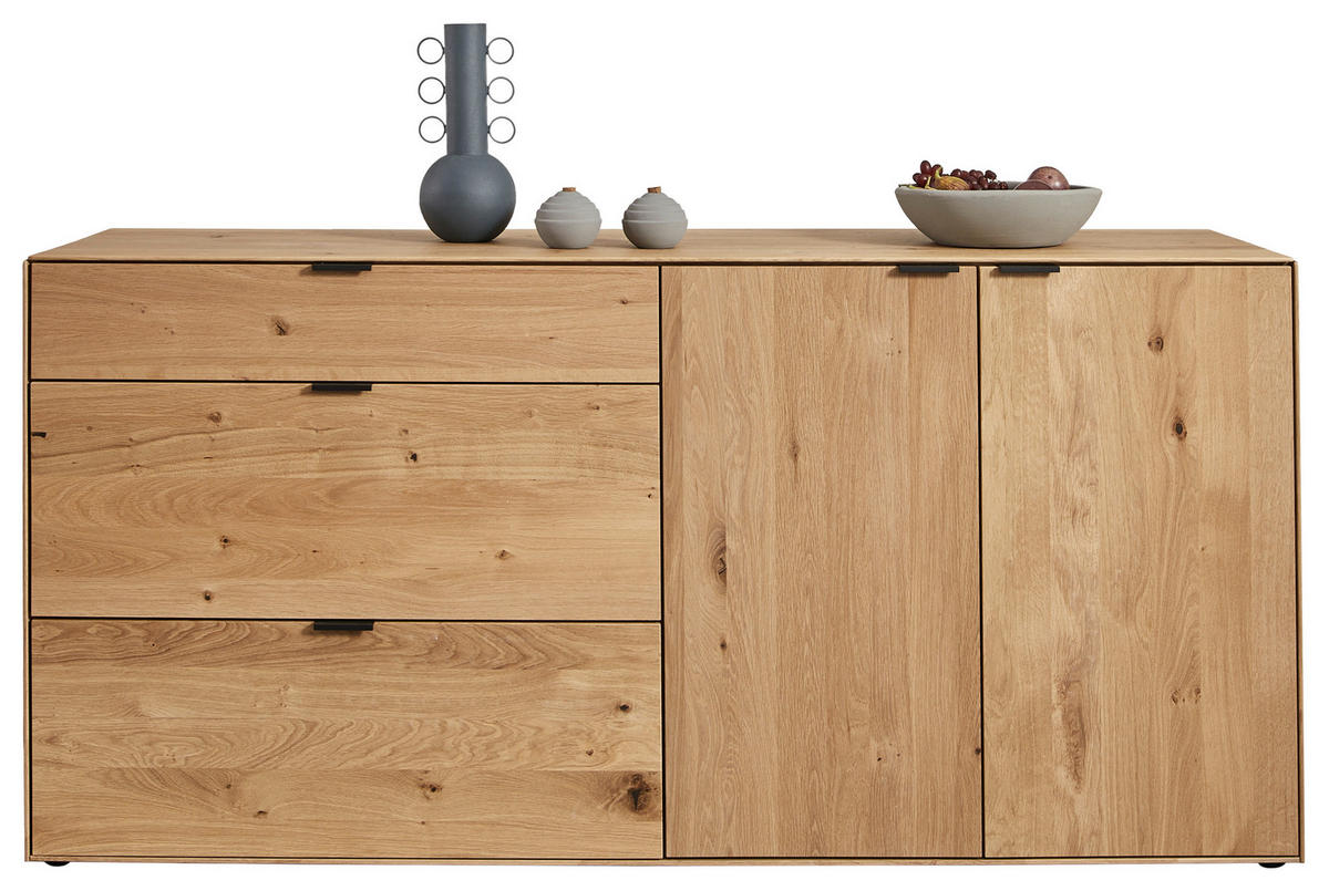 SIDEBOARD Wildeiche  181,9/87,9/45,2 cm  - Wildeiche/Schwarz, Natur, Holz/Metall (181,9/87,9/45,2cm) - Valnatura