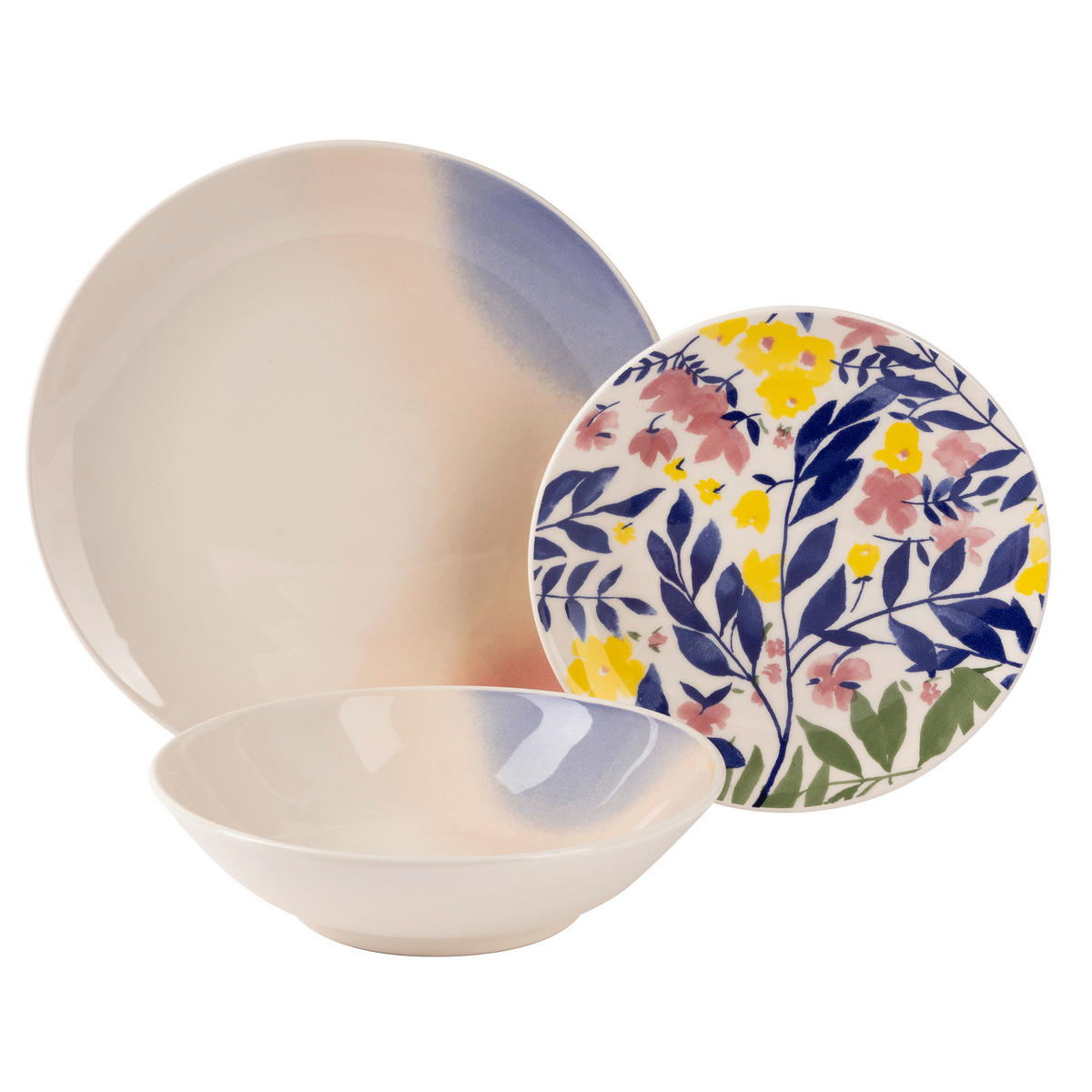 SERVICIU DE MASĂ 18 piese  - roz aprins/alb, Lifestyle, ceramică - Novel