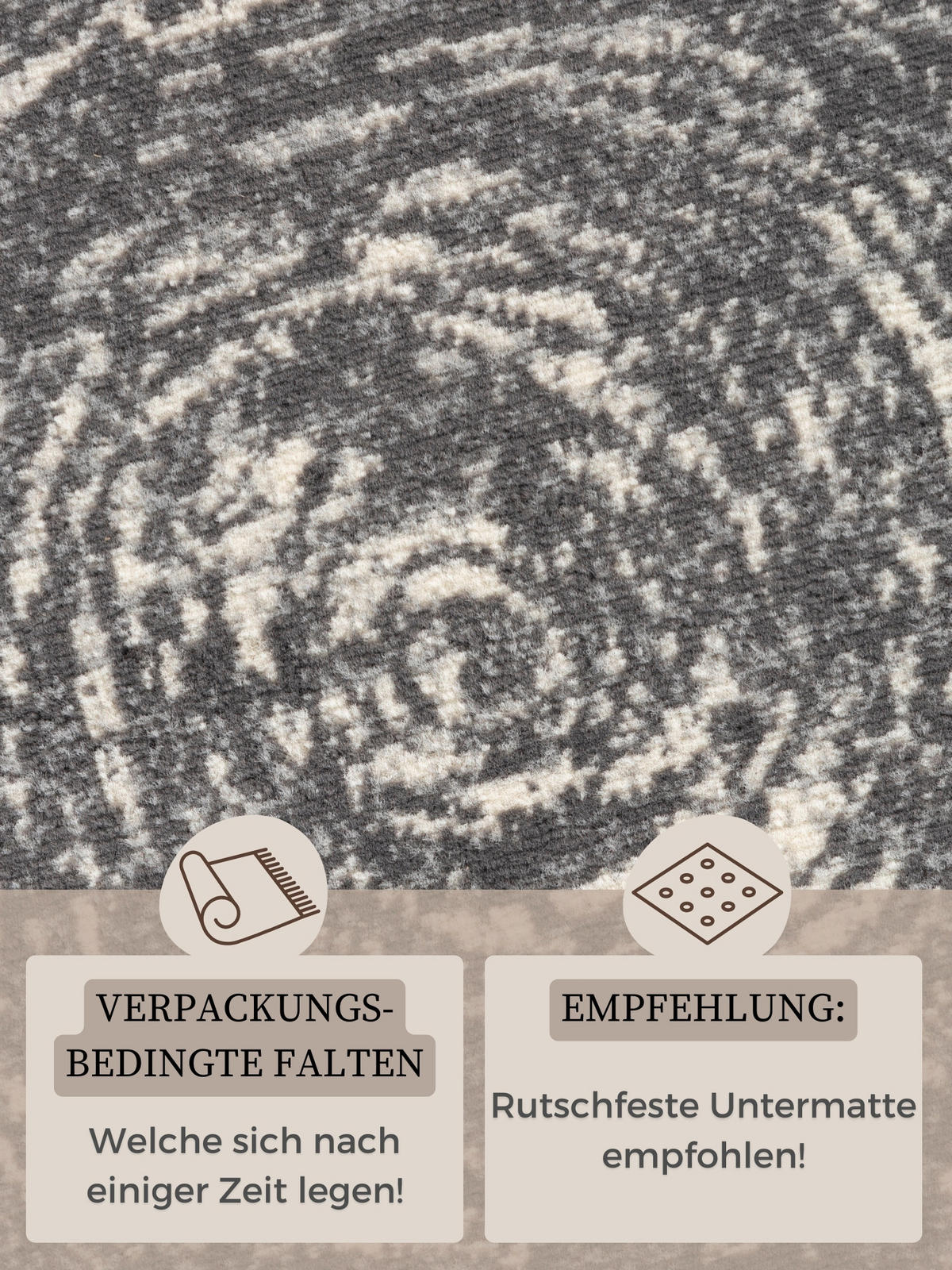 WEBTEPPICH 120 cm Gloria Creme, Grau  - Creme/Grau, Design, Kunststoff/Textil (120cm) - Novel