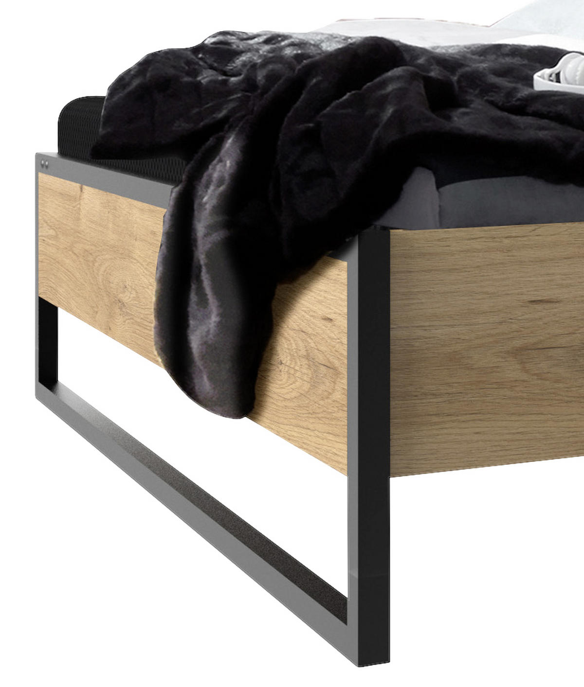BETT 160/200 cm  in Graphitfarben, Eichefarben   - Eichefarben/Graphitfarben, Basics, Holzwerkstoff (160/200cm) - MID.YOU