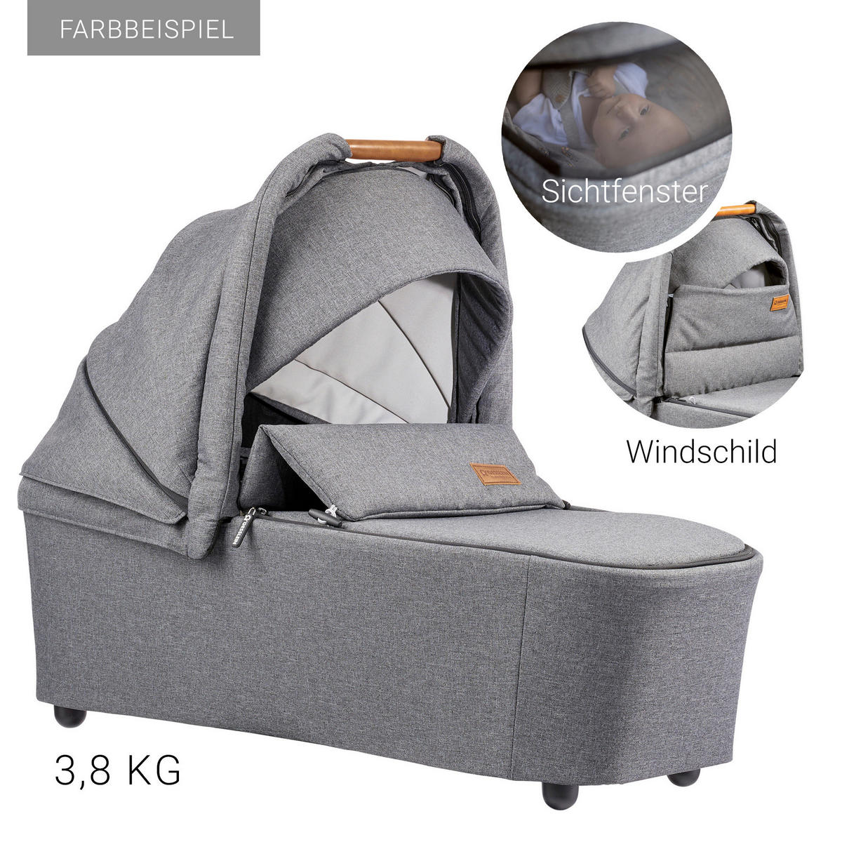 KINDERWAGENSET FX4 Classic  - Schwarz/Kupferfarben, Basics, Textil/Metall (57/129/100cm) - Gesslein