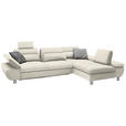 ECKSOFA Creme Webstoff Nierenkissen, Rücken echt  - Chromfarben/Creme, Design, Textil/Metall (310/203cm) - Xora