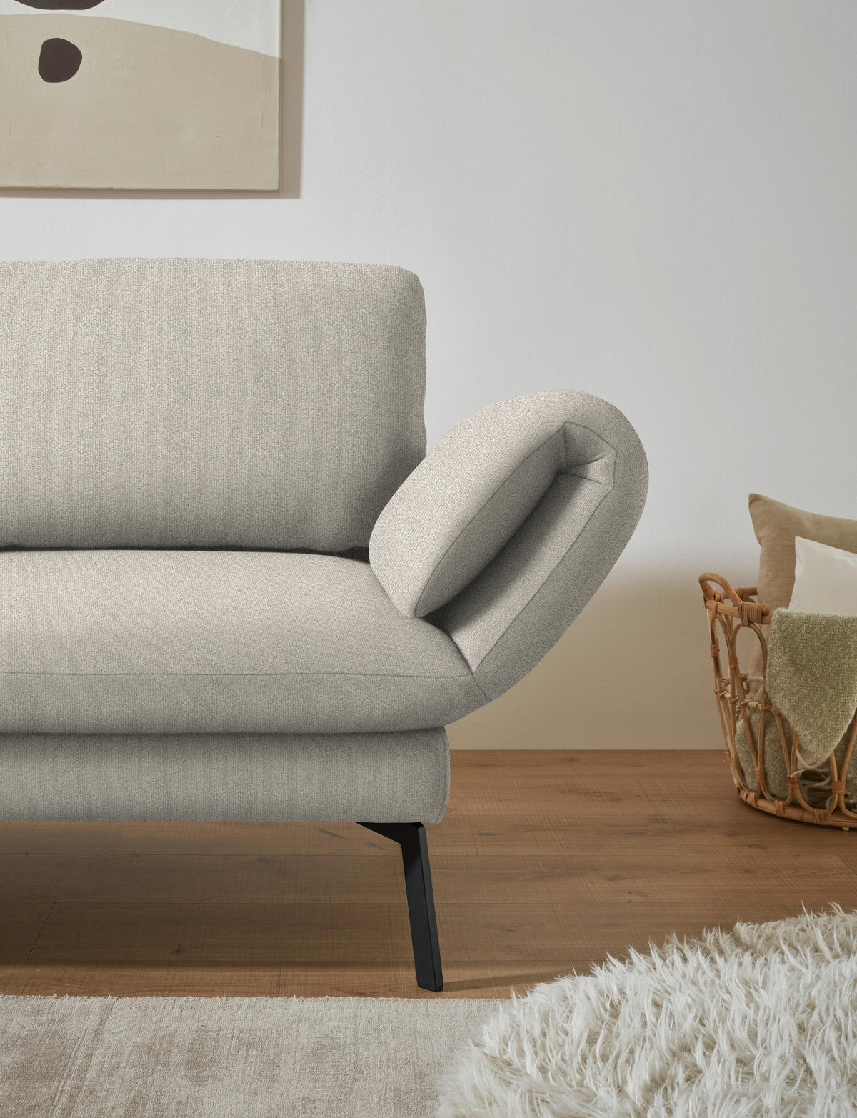 ECKSOFA  in Flachgewebe Naturfarben  175-224/255-365 cm  - Schwarz/Naturfarben, Design, Textil/Metall (175-224/255-365cm) - Dieter Knoll
