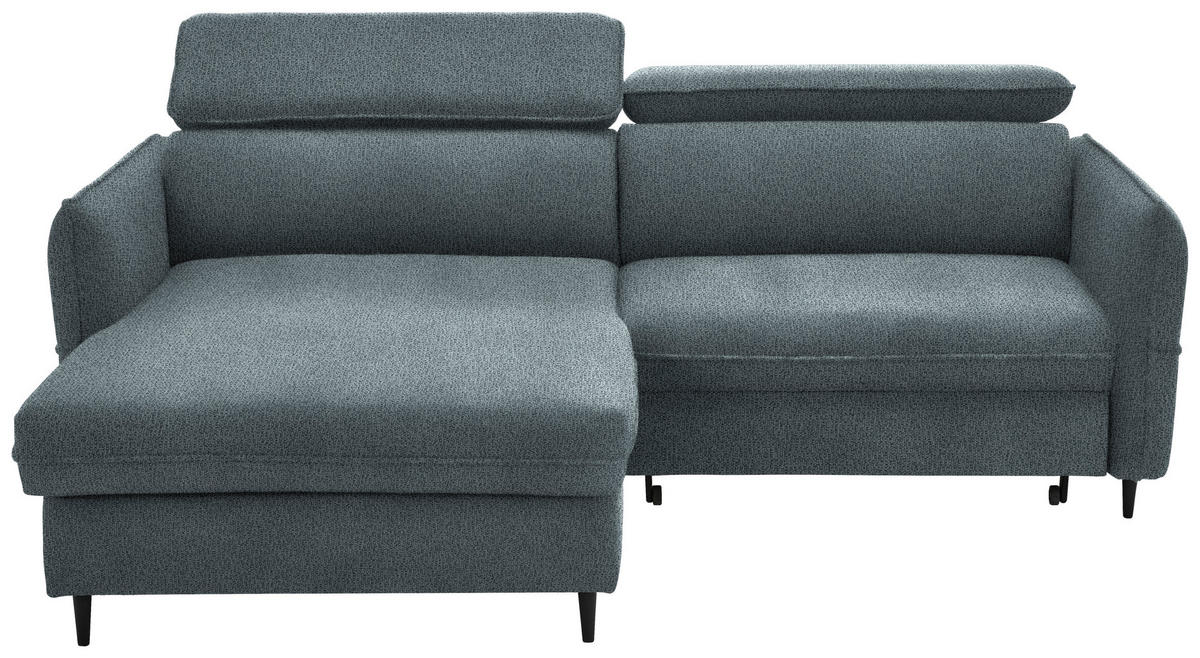 ECKSOFA in Flachgewebe Graublau  - Graublau/Schwarz, Design, Holz/Textil (185/232cm) - Stylife