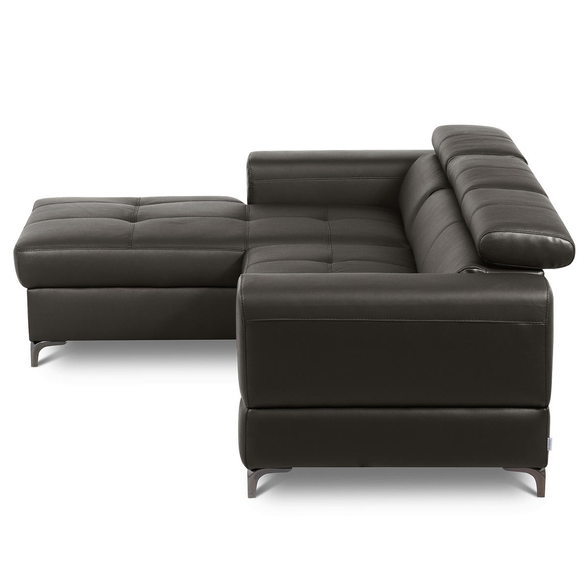 ECKSOFA  in Lederlook Echtleder Dunkelbraun  - Dunkelbraun/Schwarz, Design, Leder/Textil (173/247cm) - Livetastic