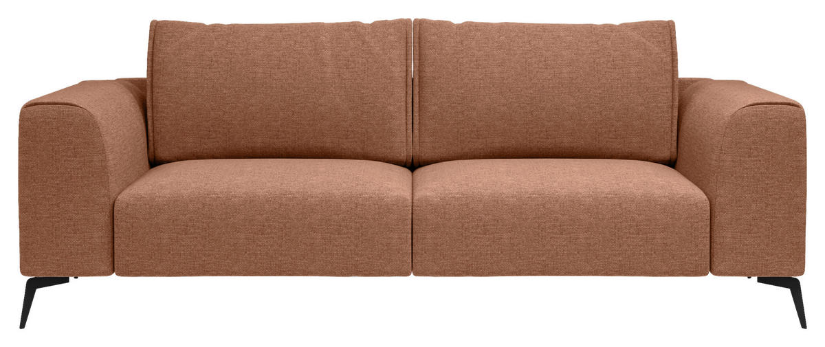 3-SITZER-SOFA beflockt Orange  - Schwarz/Orange, Design, Holz/Textil (246/87/88cm) - MID.YOU