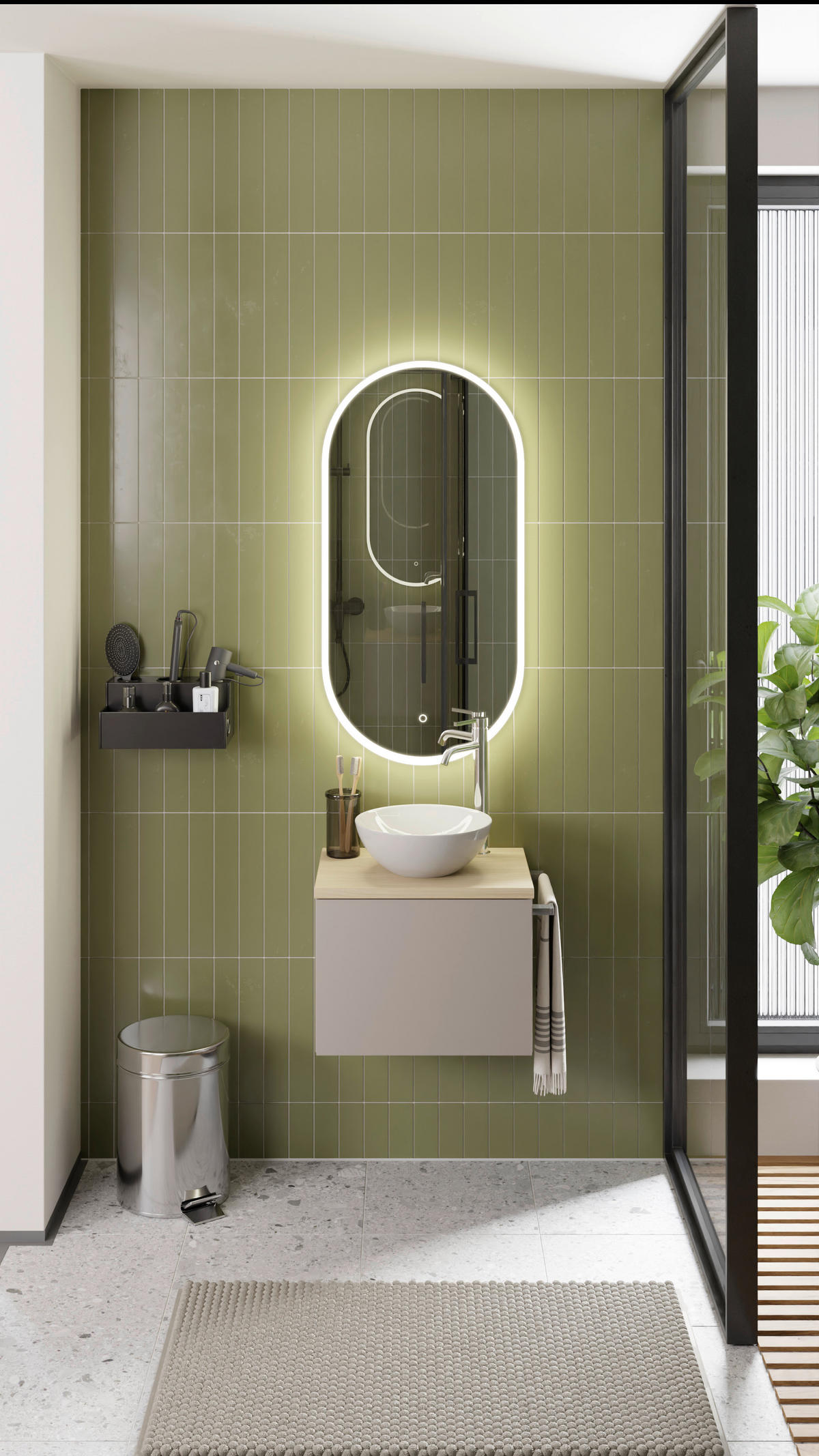 BADEZIMMER 3-teilig  in 50,3 cm  - Eichefarben/Beigebraun, MODERN, Keramik/Holzwerkstoff (50,3cm) - Celina Home