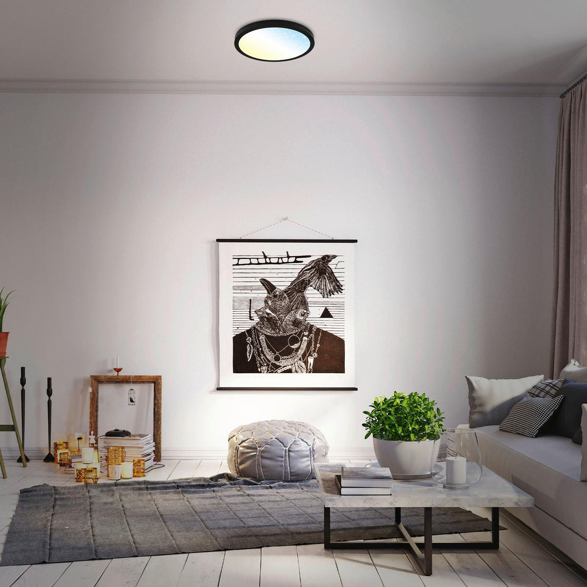 STROPNA LED-SVETILKA  Runa 22 W/2900 lm/2700-6500 K/230 V/ - črna, Basics, kovina/umetna masa (38/5cm)