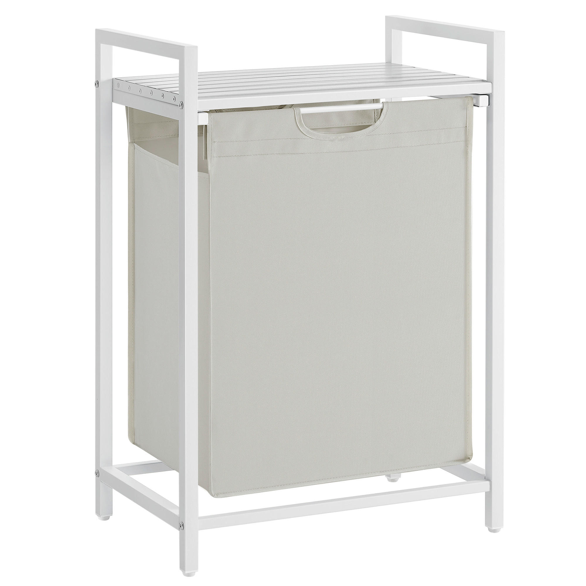WÄSCHEKORB - Weiß/Grau, Trend, Holzwerkstoff/Textil (50/72/33cm) - MID.YOU