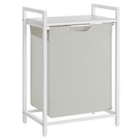 WÄSCHEKORB - Weiß/Grau, Trend, Holzwerkstoff/Textil (50/72/33cm) - MID.YOU
