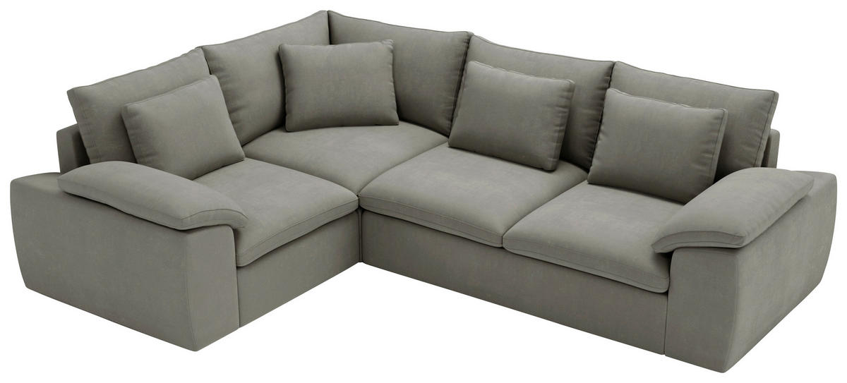 ECKSOFA Chenille Grau  - Schwarz/Grau, Design, Kunststoff/Textil (216/289cm) - Livetastic