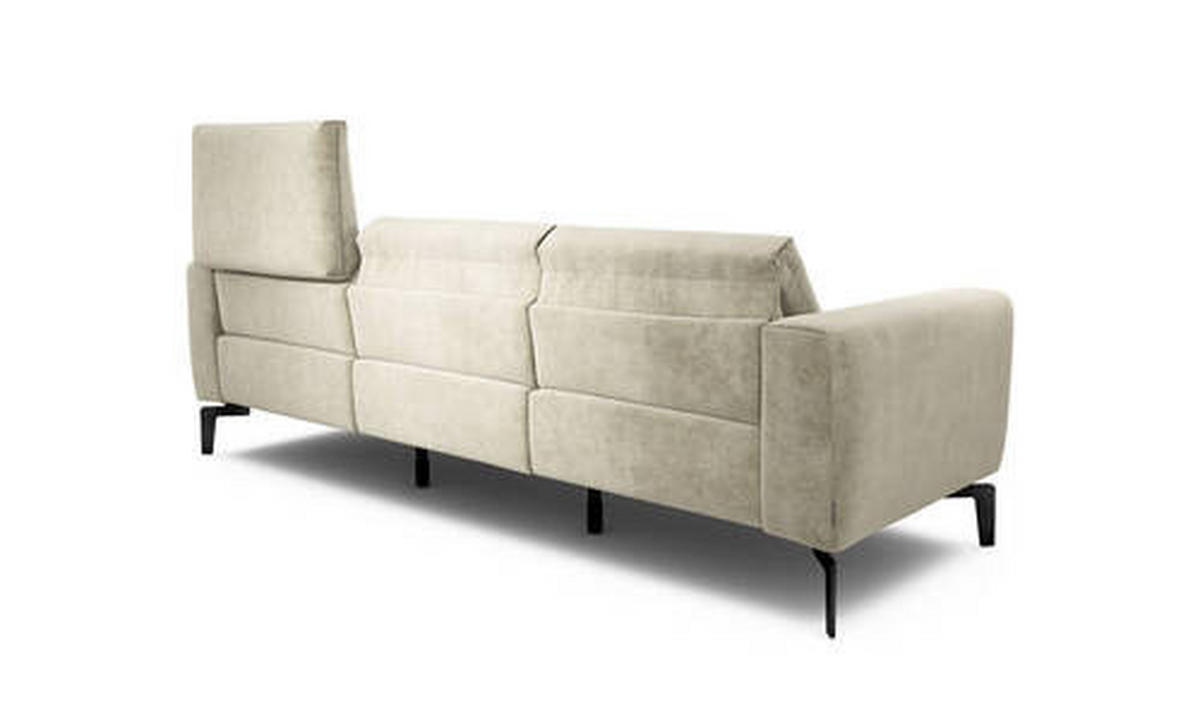 3-SITZER-SOFA in Samt Naturfarben  - Schwarz/Naturfarben, Design, Textil/Metall (250/86/86-94cm) - SENSOO