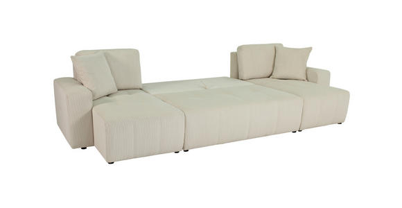 Wohnlandschaft inkl. Funktion Creme Cord  - Creme/Schwarz, KONVENTIONELL, Textil (146/317/146cm) - Xora