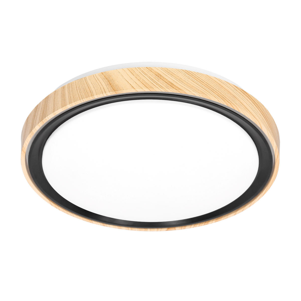 LED-TAKLAMPA Aflo 38/38/7.5 cm  - svart/ekfärgad, Natur, metall/plast (38/38/7.5cm)