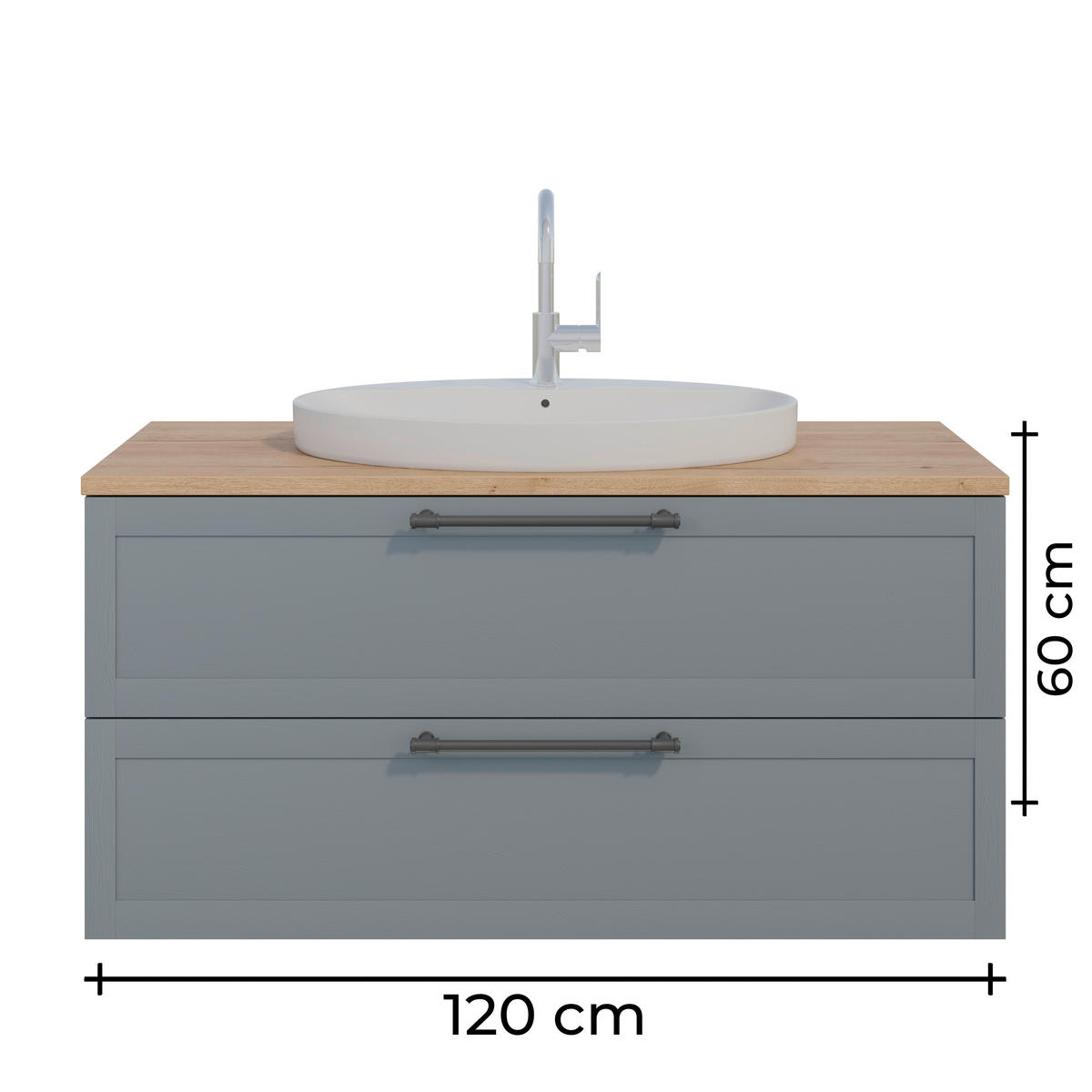 WASCHTISCHKOMBI 120,3 cm  - Edelstahlfarben/Eichefarben, MODERN, Holzwerkstoff/Stein (120,3cm) - Celina Home