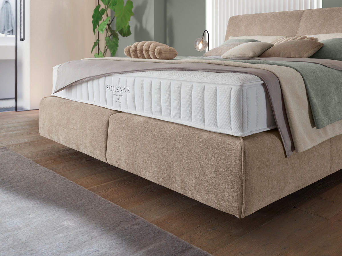 BOXSPRINGBETT 200/200 cm  in Beige  - Beige/Schwarz, Design, Kunststoff/Textil (200/200cm) - Johann Jakob